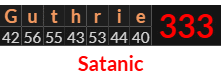 "Guthrie" = 333 (Satanic)