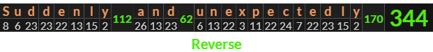 "Suddenly and unexpectedly" = 344 (Reverse)