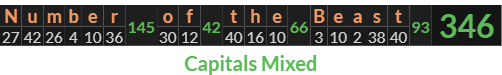 "Number of the Beast" = 346 (Capitals Mixed)