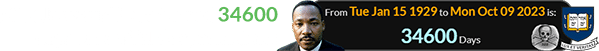 MLK Jr. would have turned 34600 days old on Yale’s special date: