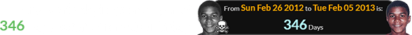 Trayvon’s slaying was a span of 346 days before his next birthday: