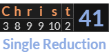 "Christ" = 41 (Single Reduction)