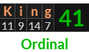 "King" = 41 (Ordinal)