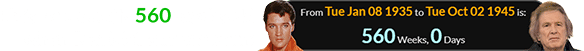 Elvis was exactly 560 weeks old when Don McLean was born: