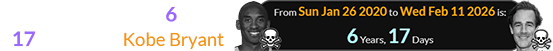 James died a span of 6 years, 17 days after Kobe Bryant: