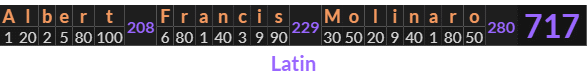 "Albert Francis Molinaro" = 717 (Latin)