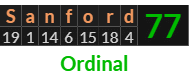 "Sanford" = 77 (Ordinal)