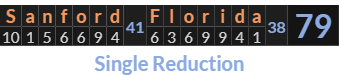 "Sanford Florida" = 79 (Single Reduction)