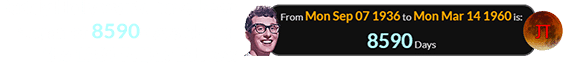 Buddy Holly would have been a span of 8590 days old for the 1960 Pi Day Eclipse: