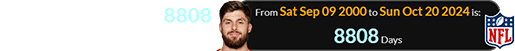 He was a span of 8808 days old for his NFL debut: