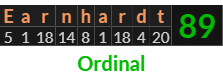 "Earnhardt" = 89 (Ordinal)