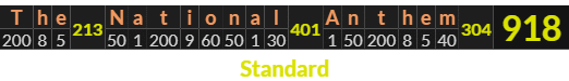 "The National Anthem" = 918 (Standard)