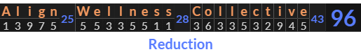 "Align Wellness Collective" = 96 (Reduction)