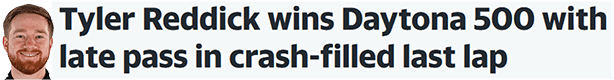 Tyler Reddick wins Daytona 500 with late pass in crash-filled last lap