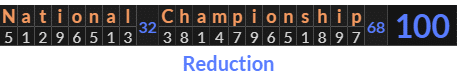 "National Championship" = 100 (Reduction)