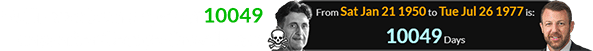 Mullin was born a span of 10049 days after George Orwell died: