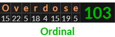 "Overdose" = 103 (Ordinal)