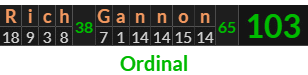 "Rich Gannon" = 103 (Ordinal)