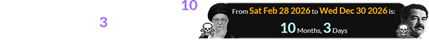 Khamanei died a span of 10 months, 3 days before the anniversary of Saddam’s execution: