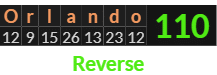 "Orlando" = 110 (Reverse)