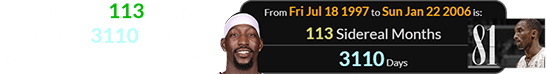 Bam was 113 Sidereal months (or 3110 days) old for Kobe’s 81-point game: