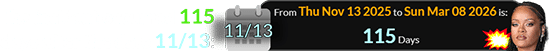 The incident occurred 115 days after the date 11/13: