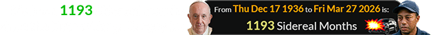 It’s been 1193 Sidereal months since the birth of Jorge Bergoglio: