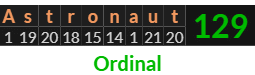 "Astronaut" = 129 (Ordinal)