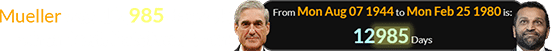Mueller was 12,985 days old when Kash Patel was born: