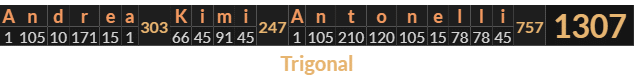 "Andrea Kimi Antonelli" = 1307 (Trigonal)