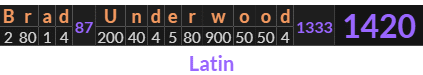 "Brad Underwood" = 1420 (Latin)