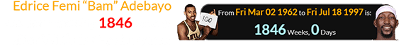Edrice Femi “Bam” Adebayo was born exactly 1846 weeks after Wilt’s 100-point game: