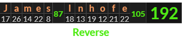 "James Inhofe" = 192 (Reverse)