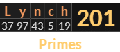 "Lynch" = 201 (Primes)