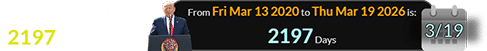 March 19th will be 2197 days later: