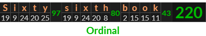 "Sixty sixth book" = 220 (Ordinal)