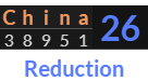 "China" = 26 (Reduction)