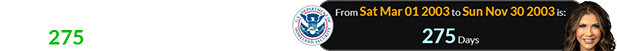 Homeland Security began functional 275 days before her birthday: