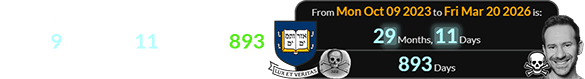Without the end date, Leonid died 29 months, 11 days (or 893 days) after Yale’s special date: