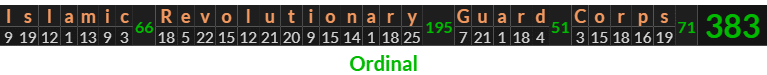 "Islamic Revolutionary Guard Corps" = 383 (Ordinal)