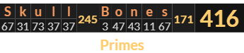 "Skull & Bones" = 416 (Primes)