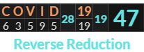 "COVID 19" = 47 (Reverse Reduction)
