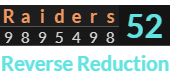 "Raiders" = 52 (Reverse Reduction)