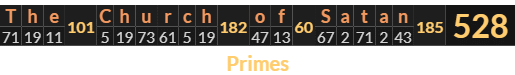 "The Church of Satan" = 528 (Primes)