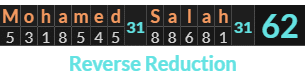 "Mohamed Salah" = 62 (Reverse Reduction)