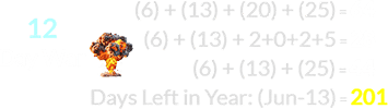 (6) + (13) + (20) + (25) = 64, (6) + (13) + 2+0+2+5 = 28, and (6) + (13) + (25) = 44