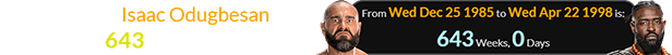 Oba Femi (Isaac Odugbesan) was born exactly 643 weeks after Rusev: