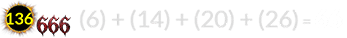 (6) + (14) + (20) + (26) = 66
