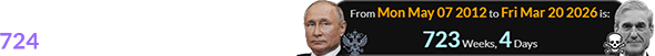 Robert died during Vladimir’s 724th week as Russian president: