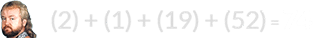 (2) + (1) + (19) + (52) = 74